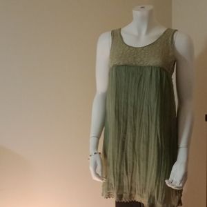 Sheer Olive Green Sleeveless Mini Dress by Girl Talk - large